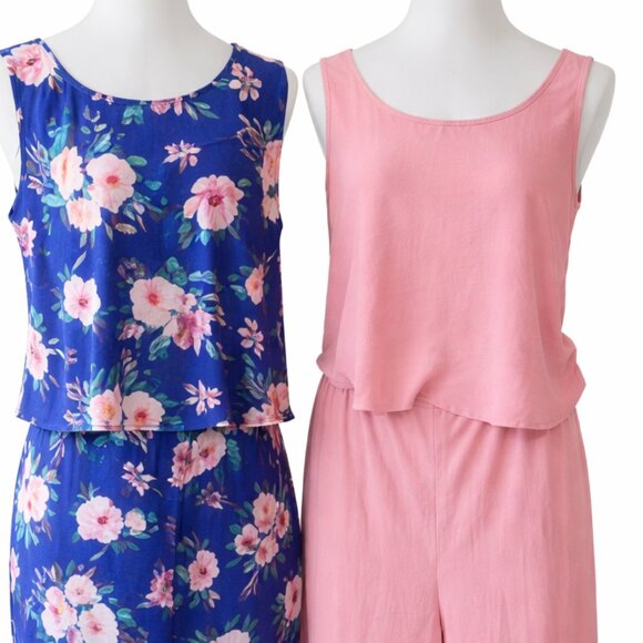 royla mp Pants - Floral Blue & Pink 2-Piece Outfit – Mix & Match Set